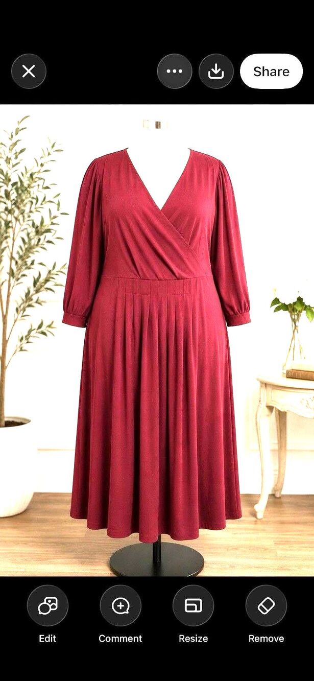 Chelsea Studio Size 30W Women’s Midi Dress Maroon Any Occasion MAROON